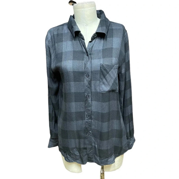 Rails Hunter Flannel Button Down Shirt Gray Black Check Plaid Size Small - Picture 1 of 11